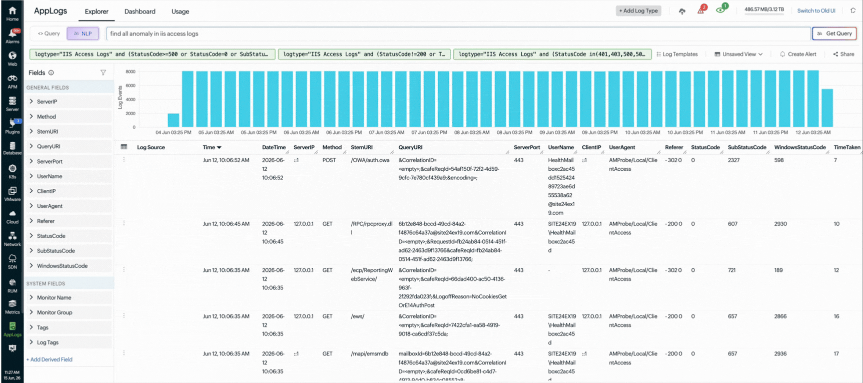 NLP log search