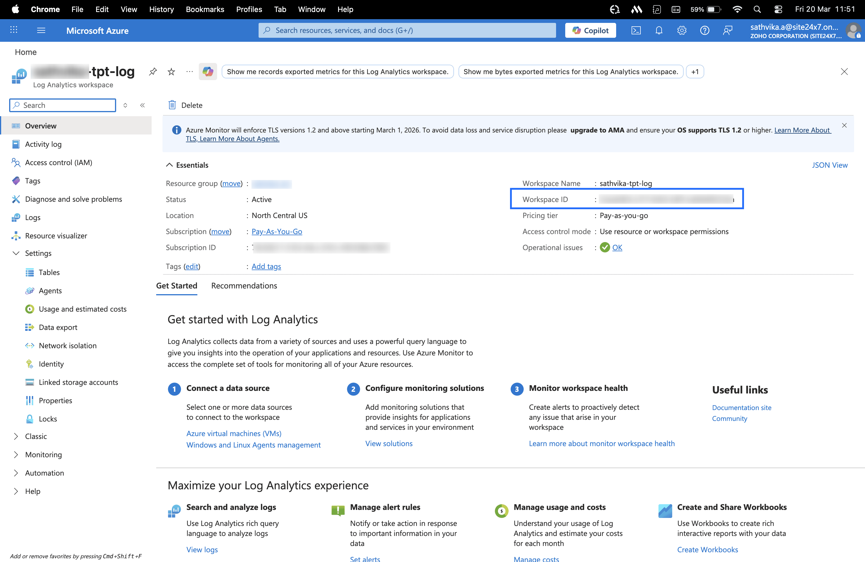 Azure workspace ID
