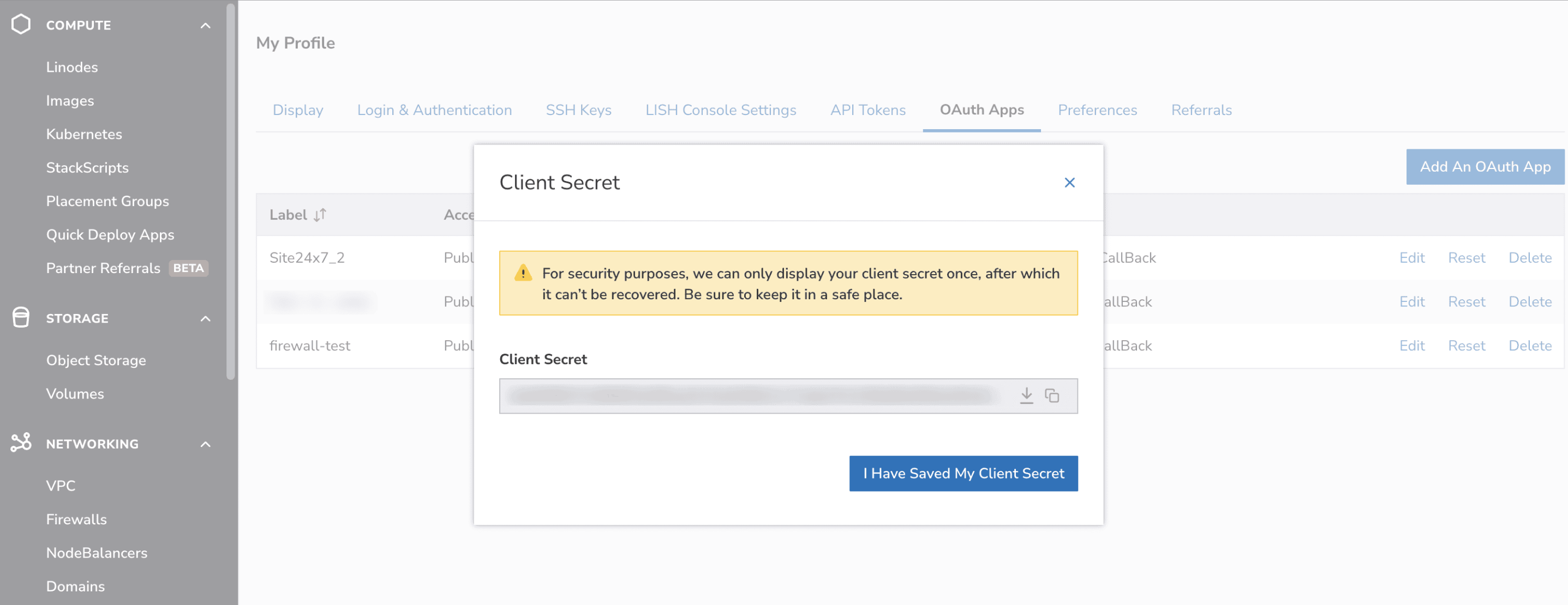 Client secret key