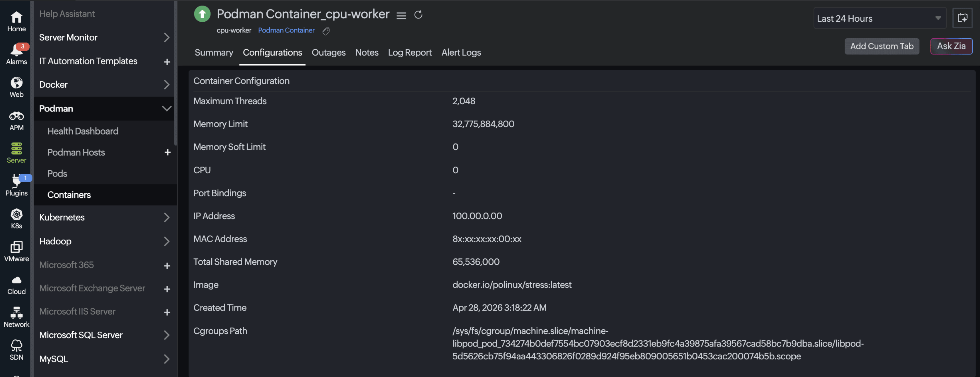 Container configuration Container configuration