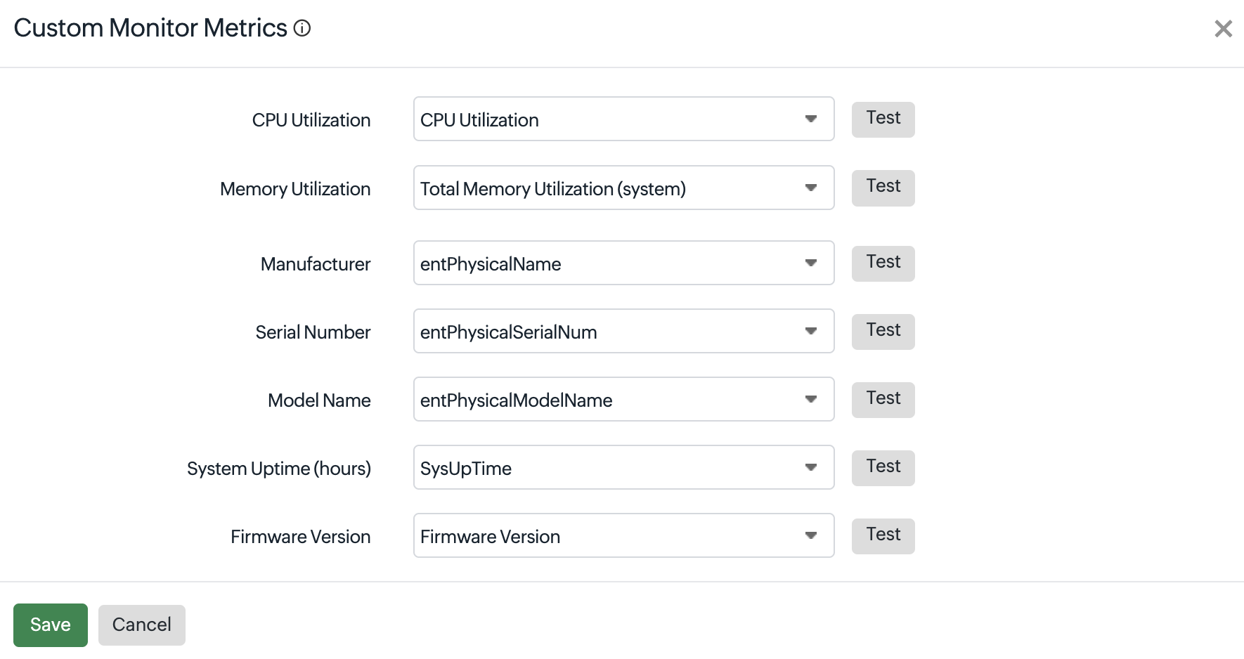 Custom monitor metrics