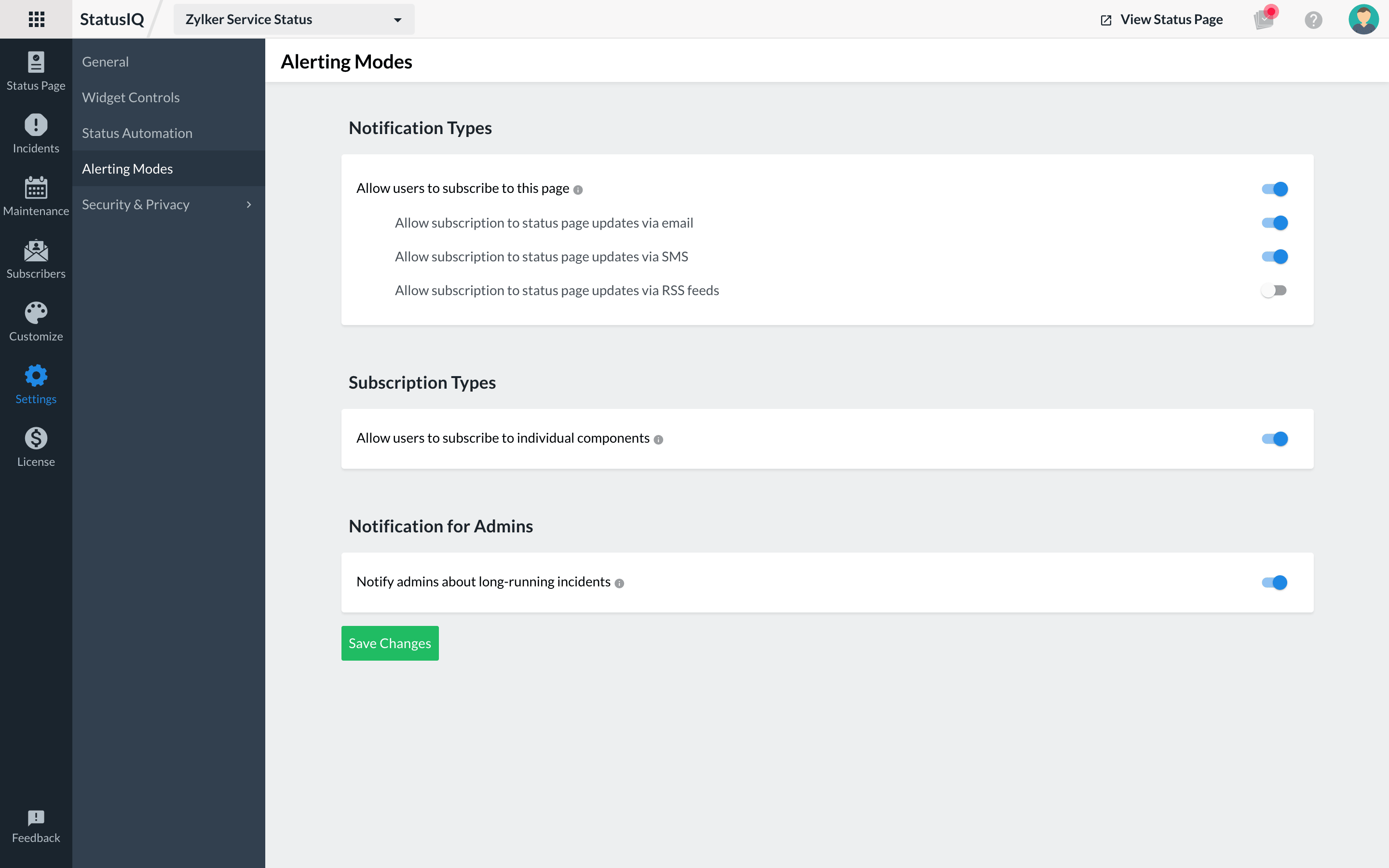 settings-alerting-modes Set your preference for the alerting modes section